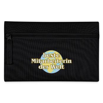 Goldene Serie - beste Mitarbeiterin mit Weltkugel - Federtasche - Schwarz - Vorne