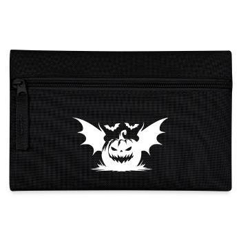 Flying Halloween Pumpkin Lantern Bats - Pencil Case - black - Front
