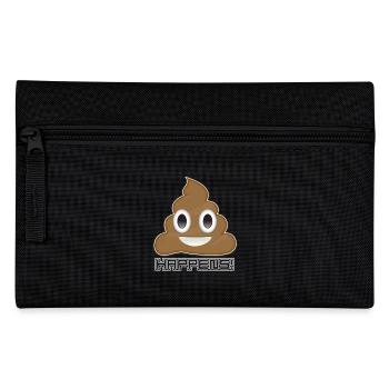 Emoji Poo Happens Funny Joke - Pencil Case - black - Front