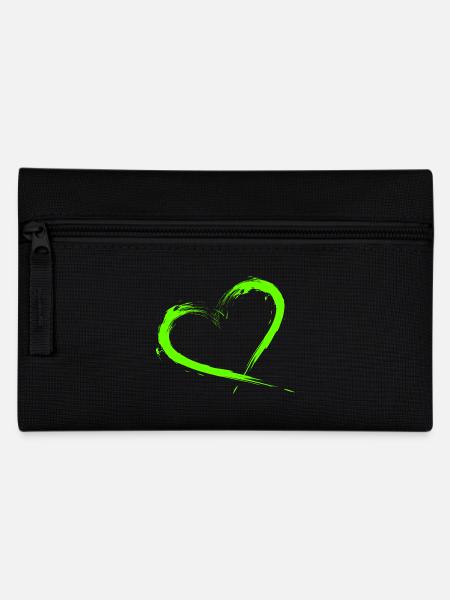 Heart Design Brush Green Light Green - Pencil Case - black