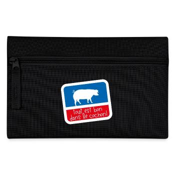 Bleu blanc rouge Humour tout est bon dans cochon - Trousse - noir - Devant