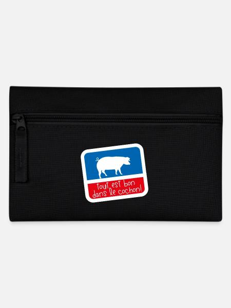 Bleu blanc rouge Humour tout est bon dans cochon - Trousse - noir