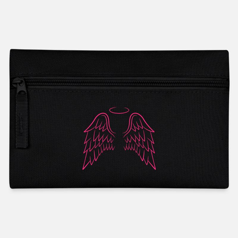 Engelsflügel in rosa - Federtasche - Schwarz
