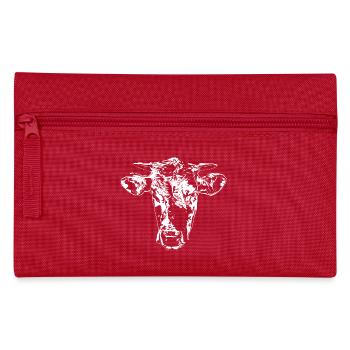 funny cow white cow head gift farmers farmers - Pencil Case - red - Front