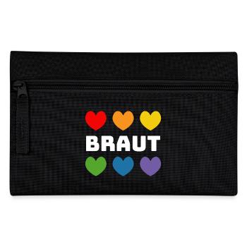Regenbogenherzchen Braut weiss - Federtasche - Schwarz - Vorne