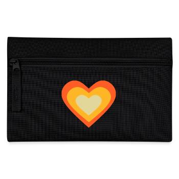 coeur orange motif coeur orange rétro des années 70 - Trousse - noir - Devant
