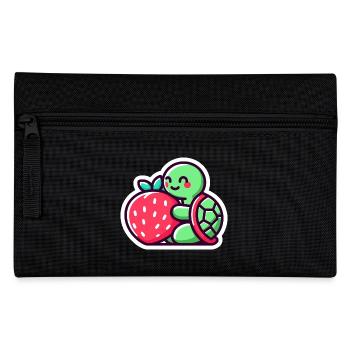 Cute Turtle Hugs a sweet Strawberry - Pencil Case - black - Front