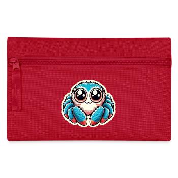 Cute blue red Jumping Spider is sitting friendly - Pencil Case - red - Front