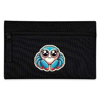 Cute blue red Jumping Spider is sitting friendly - Pencil Case - black - Front