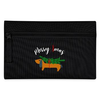 Joyeux Noël Teckel Chien Arbre de Noël Woof Drôle - Trousse - noir - Devant