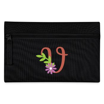 Elegant letter 'V' with flowers - Pencil Case - black - Front