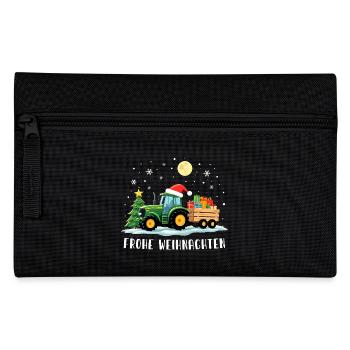 Santa Traktor - Fröhliche Weihnachten Bauer Fährt - Federtasche - Schwarz - Vorne