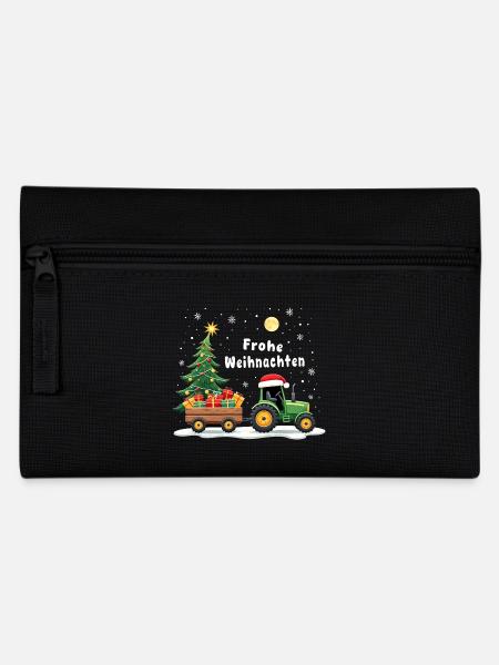 Fröhliche Weihnachten Santa Traktor Bauer Fährt - Federtasche - Schwarz
