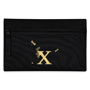 Letter x Gold Glitter Dragonfly - Gift Idea - Pencil Case - black - Front