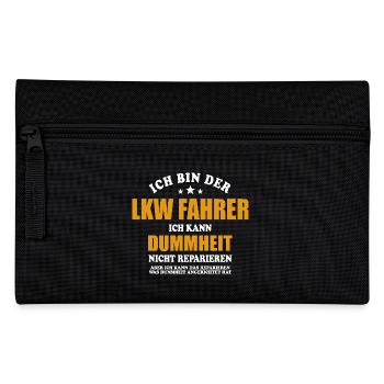 LKW Fahrer - ich kann Dummheit nicht reparieren - Federtasche - Schwarz - Vorne