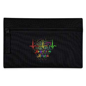 Konfetti im Herzen - Karneval - Verkleidung - Federtasche - Schwarz - Vorne