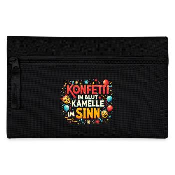 Konfetti im Blut Kamelle im Sinn Kostüm Fasching - Federtasche - Schwarz - Vorne