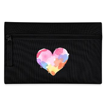 Buntes Aquarell-Herz - Valentinstag - Federtasche - Schwarz - Vorne