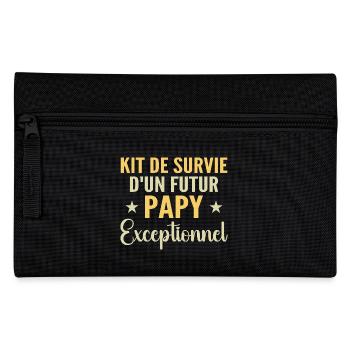 Personalized Grandpa-to-be Survival Kit Gift - Pencil Case - black - Front