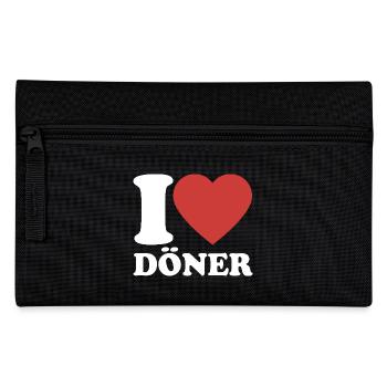 I Love Döner - Herz - Fast Food - Geschenk - Federtasche - Schwarz - Vorne