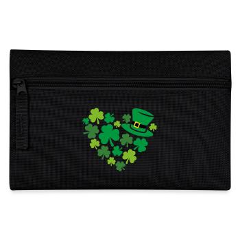 Herzförmiges Kleeblatt zum St. Patrick Tag - Federtasche - Schwarz - Vorne