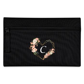 Buchstabe c florales goldenes Herz - Federtasche - Schwarz - Vorne
