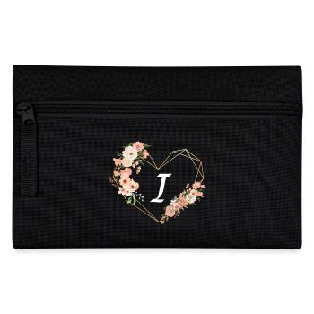 Buchstabe i florales goldenes Herz - Federtasche - Schwarz - Vorne