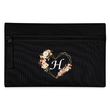 Buchstabe h florales goldenes Herz - Federtasche - Schwarz - Vorne