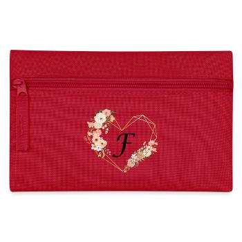 Buchstabe f florales goldenes Herz - Federtasche - Rot - Vorne