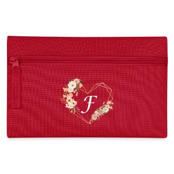 Buchstabe f florales goldenes Herz - Federtasche - Rot - Vorne