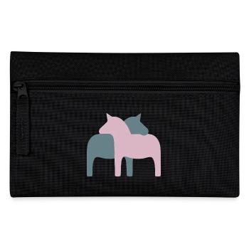 Dala Horse Couple Horses Love Wedding Decoration Love - Pencil Case - black - Front