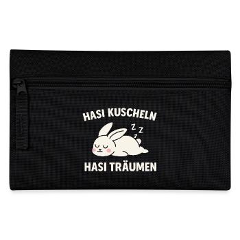 Hasi kuscheln – Hasi träumen (Schlafhase) - Federtasche - Schwarz - Vorne