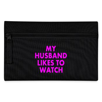 my husband likes to watch - Federtasche - Schwarz - Vorne