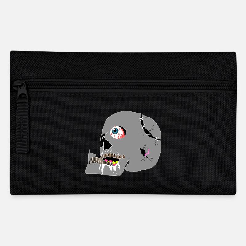 Schädel - Federtasche - Schwarz