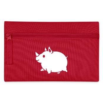Rhino Cute Cartoon Silhouette - Pencil Case - red - Front