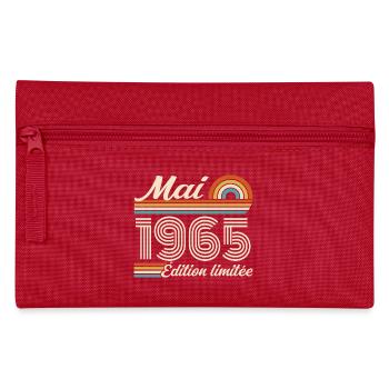 Cadeau Anniversaire 61 ans - Né mai 1965 - Trousse - rouge - Devant