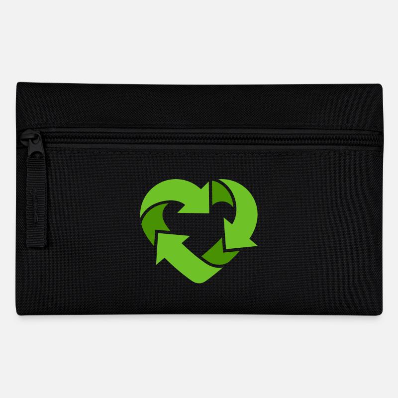 Recycling Heart + (Dein Text) - Trousse - noir