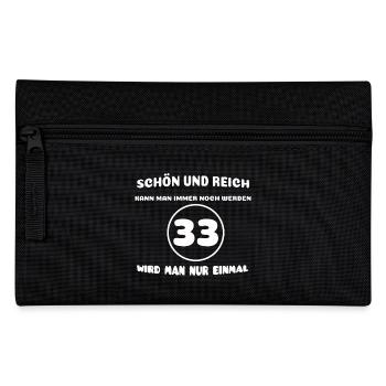 33. Geburtstag: Lustiger Spruch - Federtasche - Schwarz - Vorne