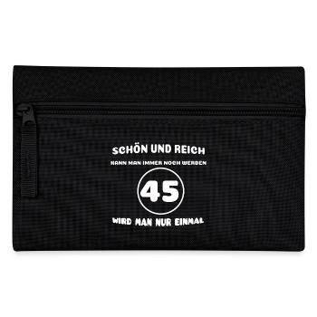 45. Geburtstag: Lustiger Spruch - Federtasche - Schwarz - Vorne