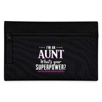 I'm an Aunt - What's your Superpower? - Federtasche - Schwarz - Vorne