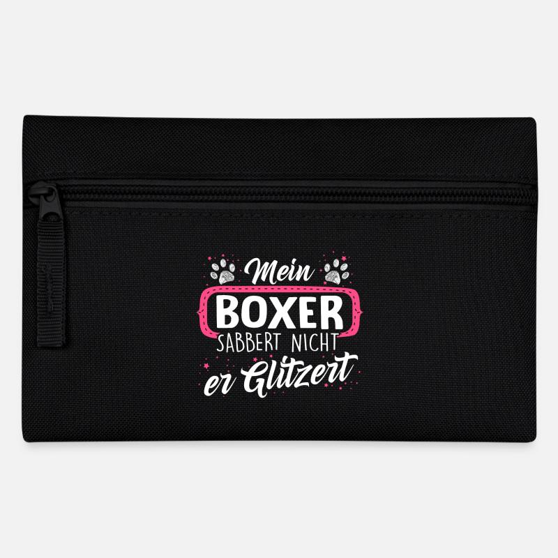 Boxer Hund Hunde Geschenk Glitzer - Federtasche - Schwarz