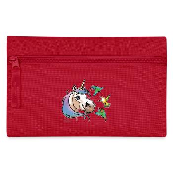 Einhorn und Kolibris (weisse Umrisse - Pencil Case - red - Front