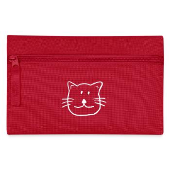funny cat cat face gift kids - Pencil Case - red - Front