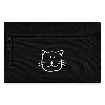 funny cat cat face gift kids - Pencil Case - black - Front