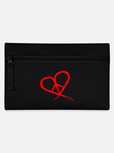 Peace Symbol Hippie Herz Frieden Freiheit Liebe - Federtasche - Schwarz