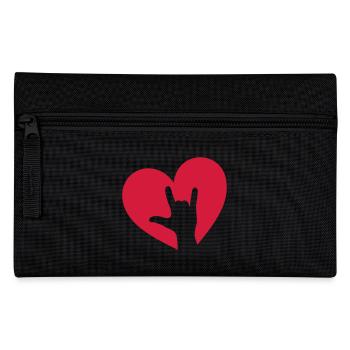 Rock music hand heart, party, festival, i love you - Pencil Case - black - Front