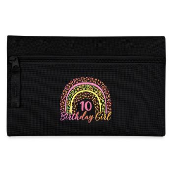 10 ans 10th Birthday Girl Kids Cute Rainbow - Trousse - noir - Devant