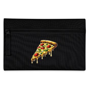 Pizza Cartoon Schmelzender Käse Lustiges Design - Federtasche - Schwarz - Vorne