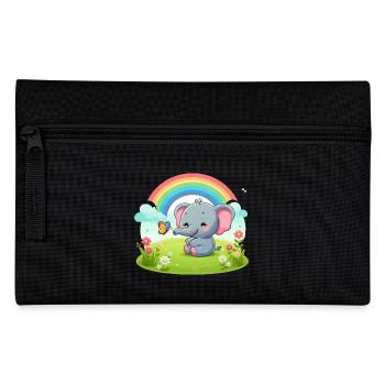 Fröhlicher Elefant und Regenbogen - Federtasche - Schwarz - Vorne