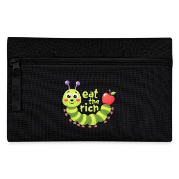 Eat The Rich Hungry Cute Caterpillar Worm - Pencil Case - black - Front